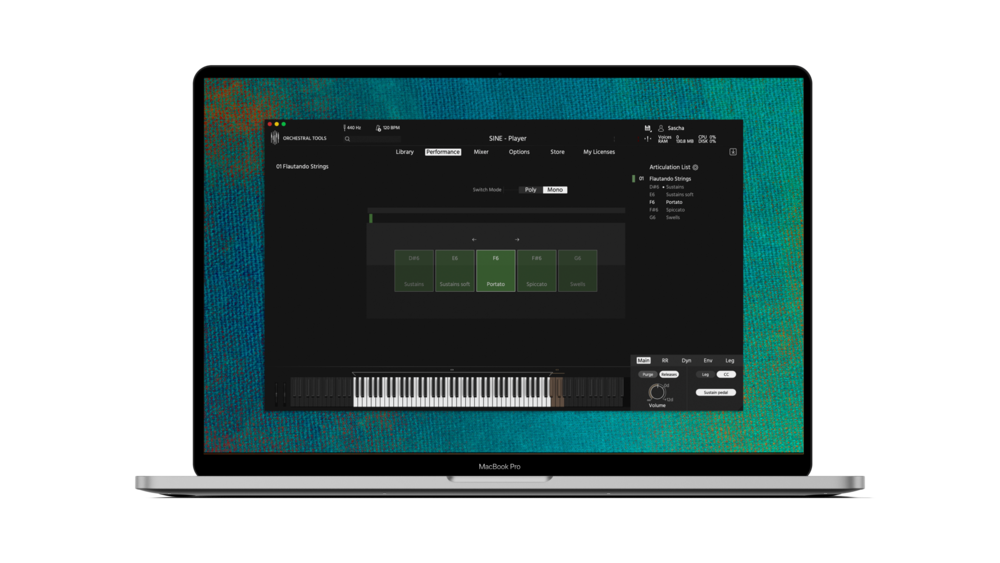 A computer running SINEplayer